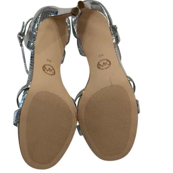 MICHAEL KORS Women's Kimberly Metallic Snake Embossed Leather Sandal Size 8 - Picture 8 of 9